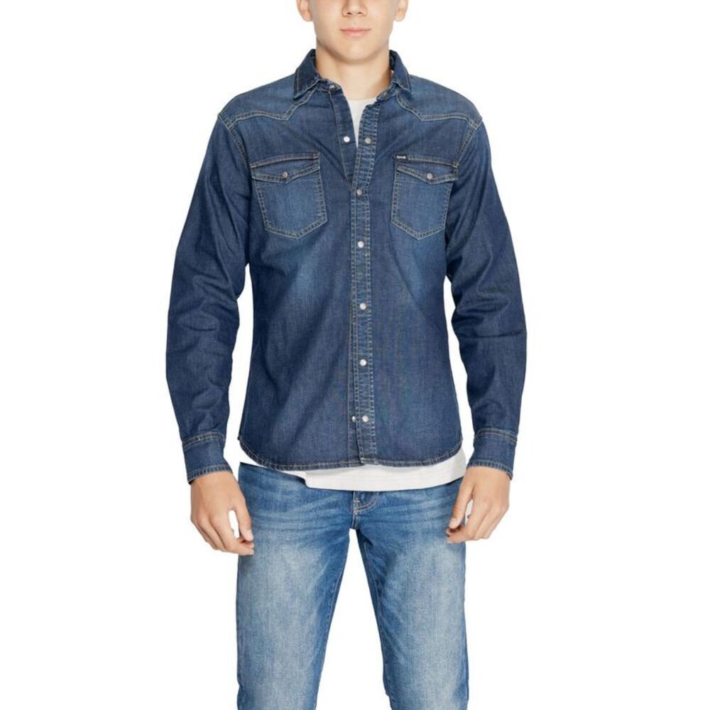 Gas Classic Denim Shirt with Button-Down Front Men Blue Shirts